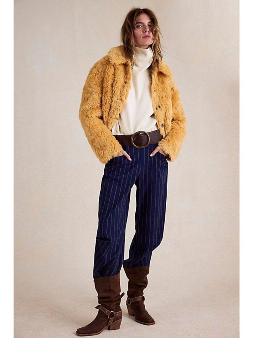 Free People Alice Throw On Faux Fur Jacket Orange New - Picture 5 of 7